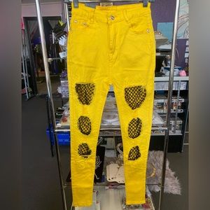 Yellow denim skinny jeans